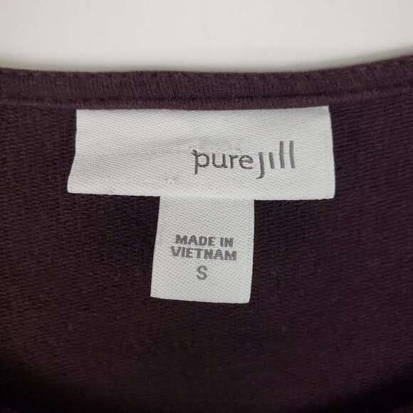 Pure Jill J Jill Tunic Shift Dress Eggplant Brown Pima Blend Long Sleeve Small - Picture 4 of 7